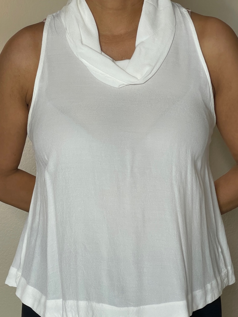 Free People White Cowl Neck Sleeveless Tank
